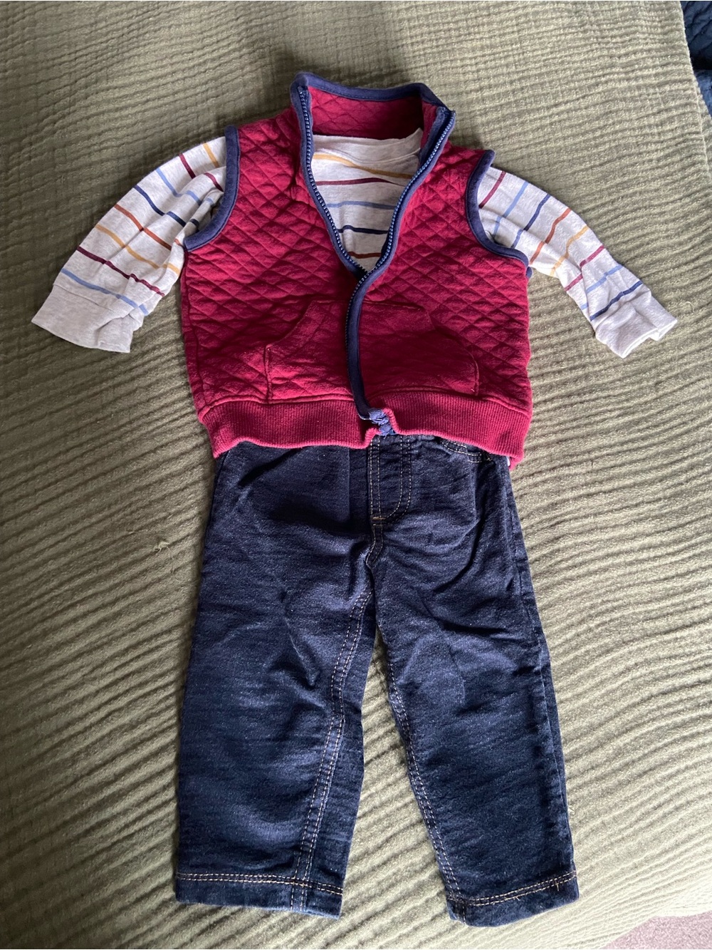 Carter's White and Navy Striped Baby Sweater
